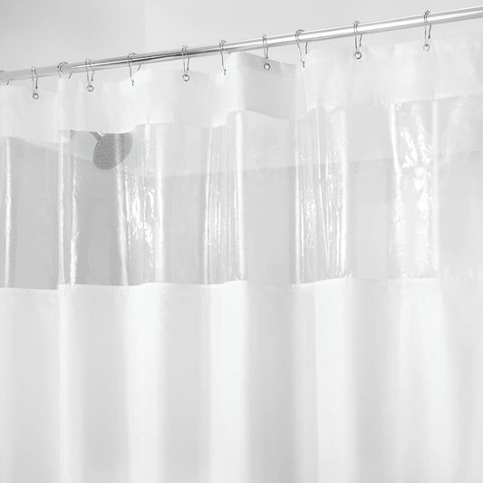 InterDesign Fabric Shower Curtain White Clear 72x72 Inches