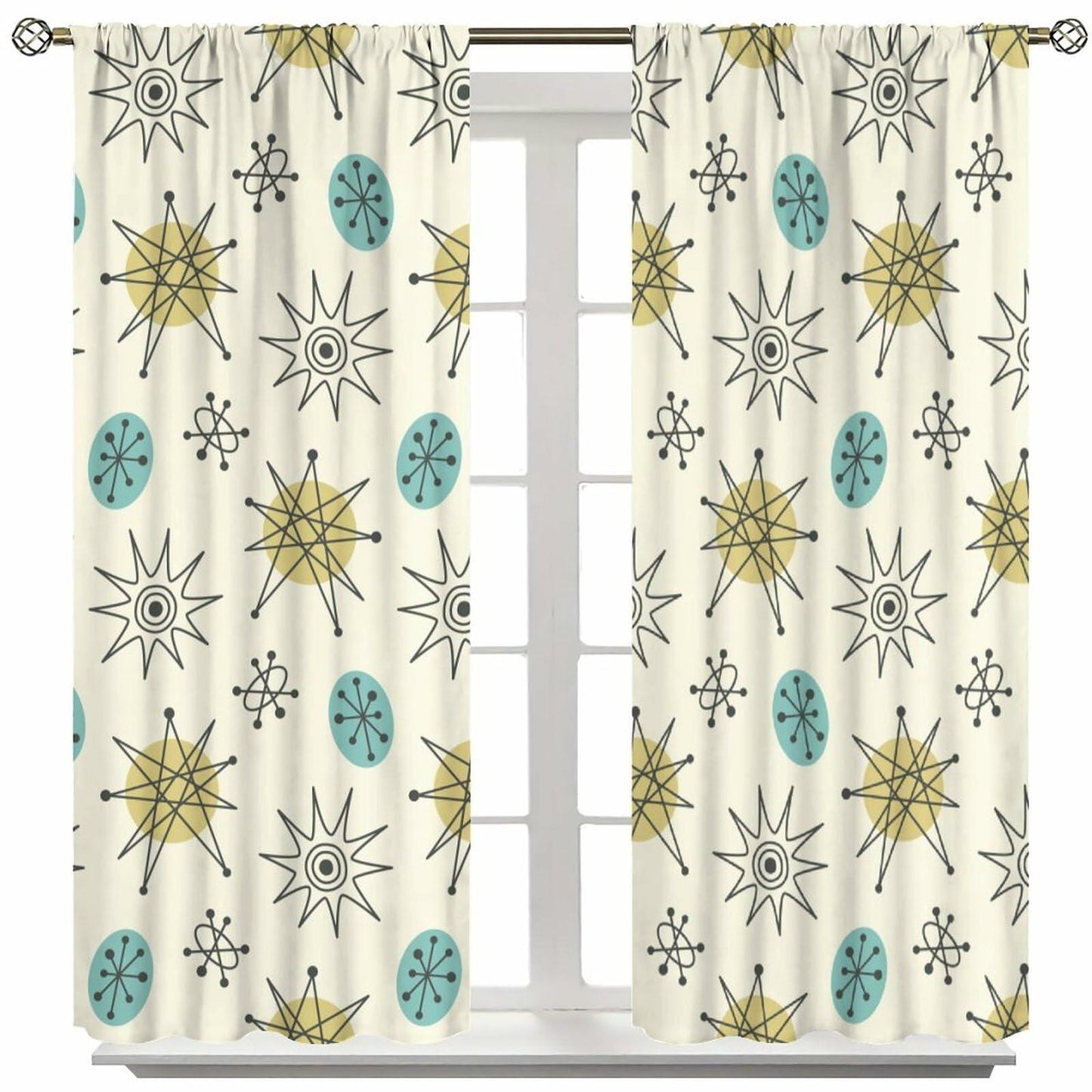 JESTRONRY Mid Century Modern Curtains Geometric Fabric 21x45in 2 Pack