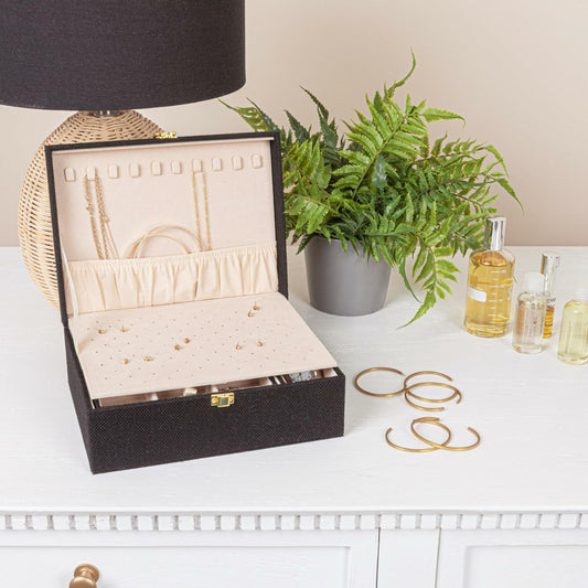 Household Essentials Vegan Leather Travel Jewelry Organizer Box Caramel