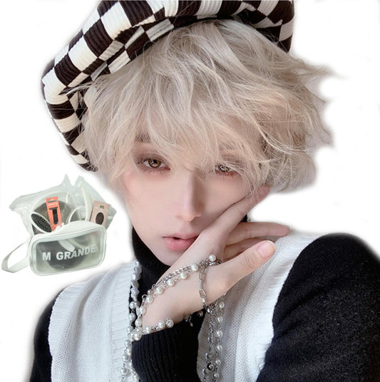 MGRANDE Men's Short Wig Set 6pcs Gentle Black DY63B Inner Color Line