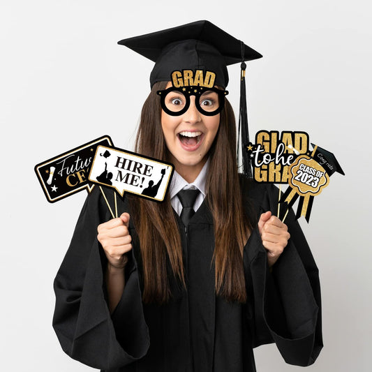 CRAWPROP 41PCS Graduation Party Photo Booth Props Class of 2025 Black
