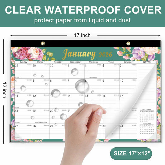 Lbylyhxc 2026 18-Month Desk Calendar Flowers 17x12 inches