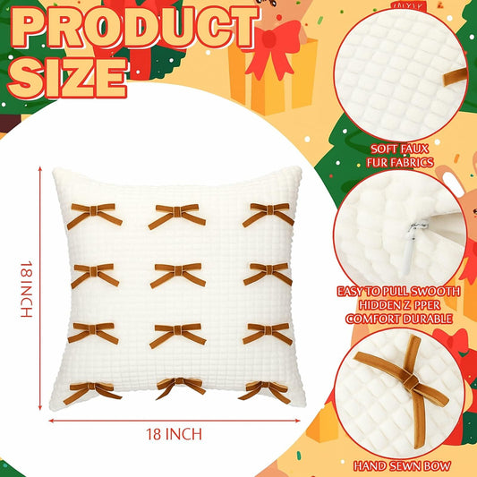 Newwiee Boho Decorative Throw Pillow Covers 18x18 White 2pcs