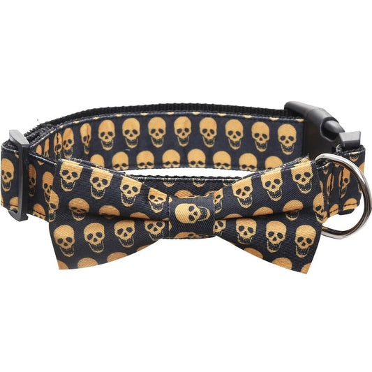 Lamphyface Halloween Dog Collar with Removable Cute Bow Tie Adjustable Cotton L