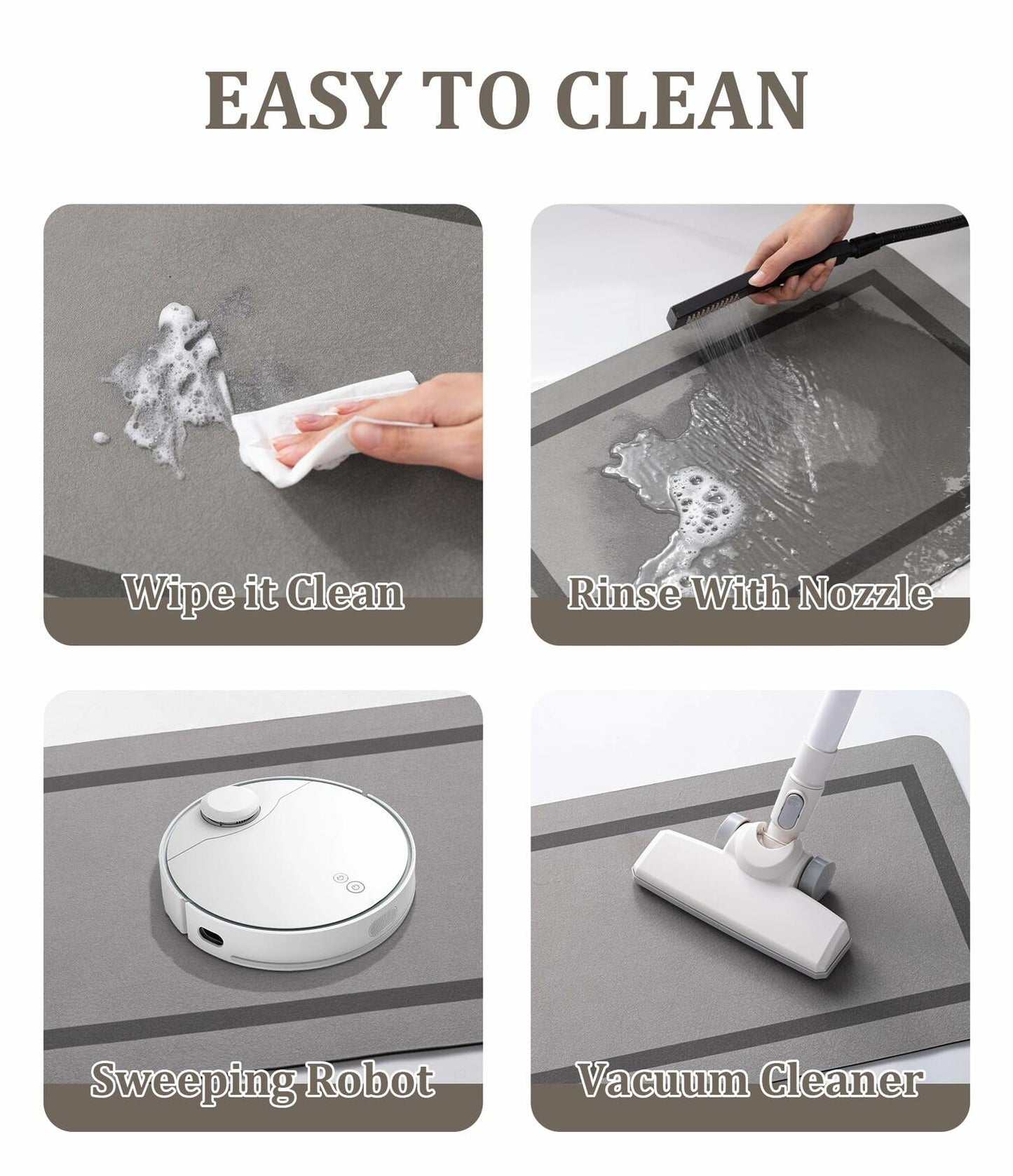 chakme Bathroom Mat Rug Non Slip Quick Dry Ultra Thin 24x16 Grey