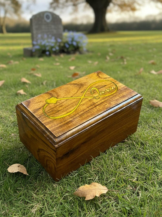 AYZCORP Wooden Urn Infinity Love Design Rosewood Pet Cremation Box