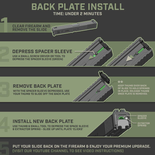 Milspin Glock Slide Back Plate American Flag CNC Stainless G43 G43X G48