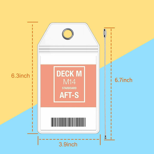 10 Pack Princess Clear Luggage Tag Holders with Steel Loops for Cruise Ships