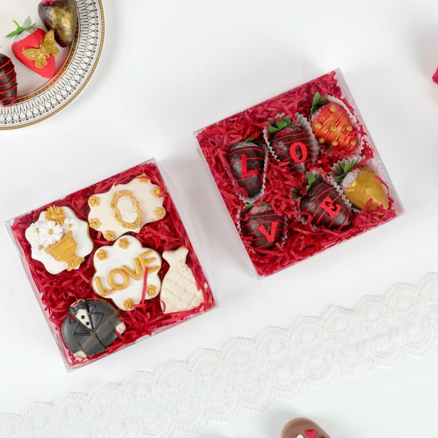 RomanticBaking 20 Pack 6x6x2in Clear Window Cookie Boxes PET Material