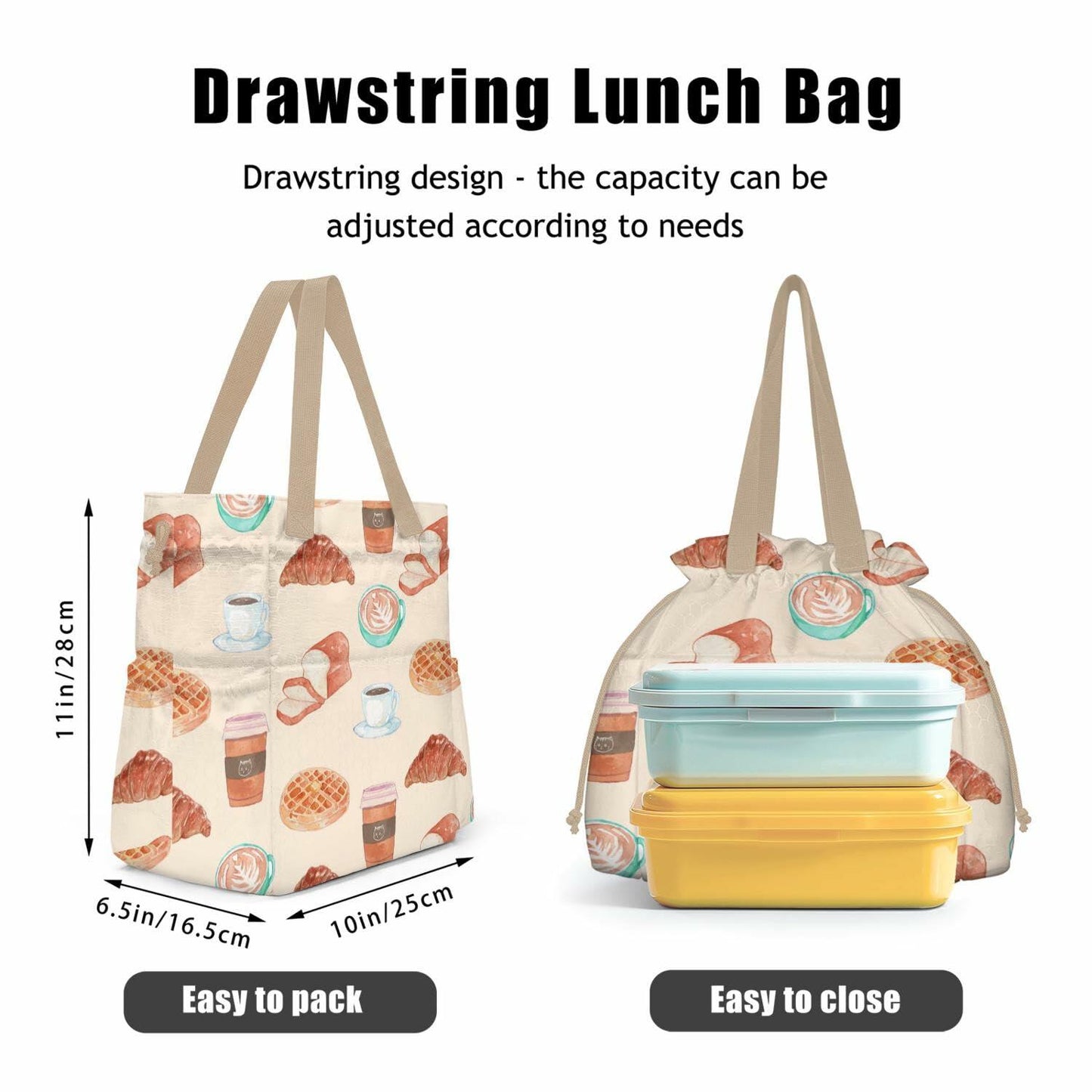 BLantt Cromwell Insulated Lunch Bag for Women Work Beige-4 11x10x6.5in