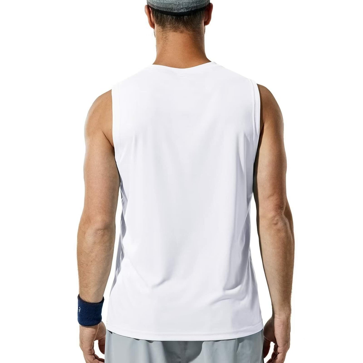 Haimont Men's Dry Fit UPF 50 Sleeveless Muscle Tank Top White Size XL