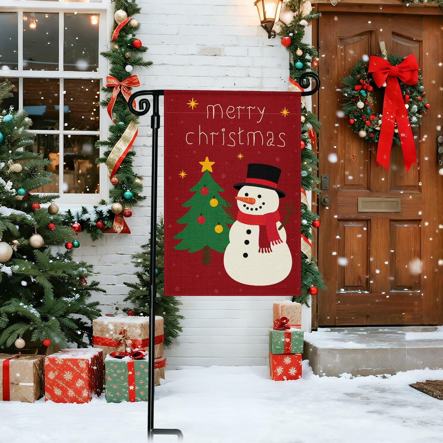 HOOSUN Halloween Garden Flag Double Sided Pumpkins 12x18 Inch White Nylon