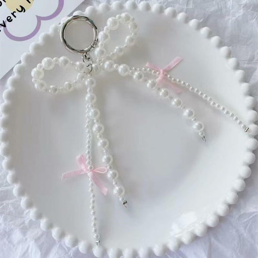 ICFIRSION Pearl Bow Keychain for Women Coquette Purse Bag Charm Style1