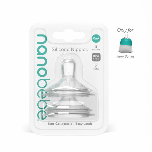 Nanobebe Flexy Silicone Bottles Nipples Triple Vented Twin-Pack - Slow Flow
