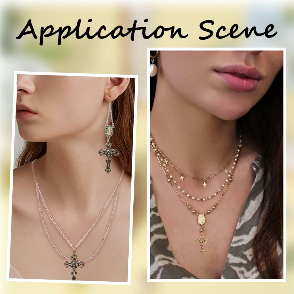 SUNNYCLUE 60Pcs Rosary Cross Charms Crucifix DIY Jewelry Making Findings