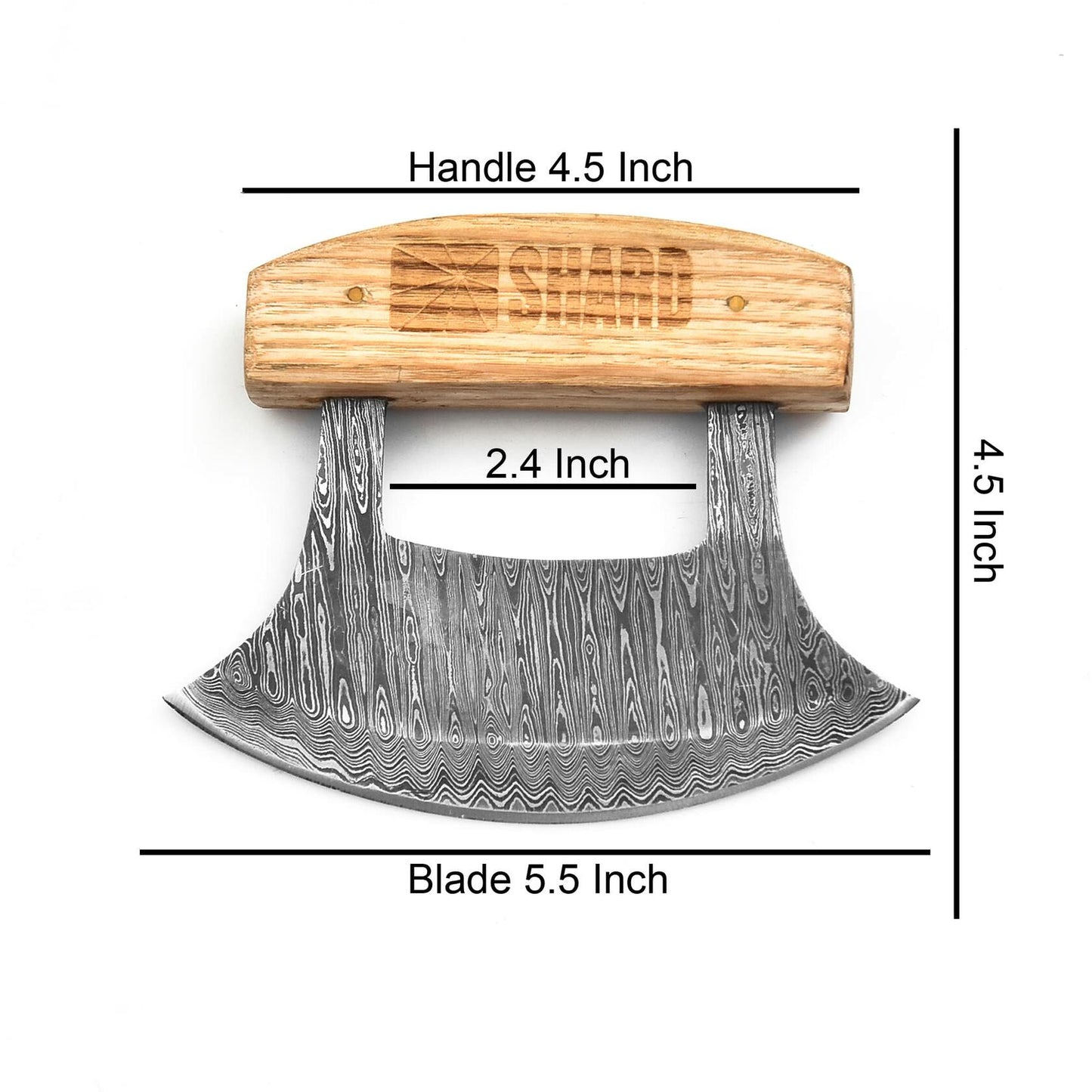 Handmade Damascus Steel Ulu Knife – Multi-Purpose Kitchen Blade with Sheath
