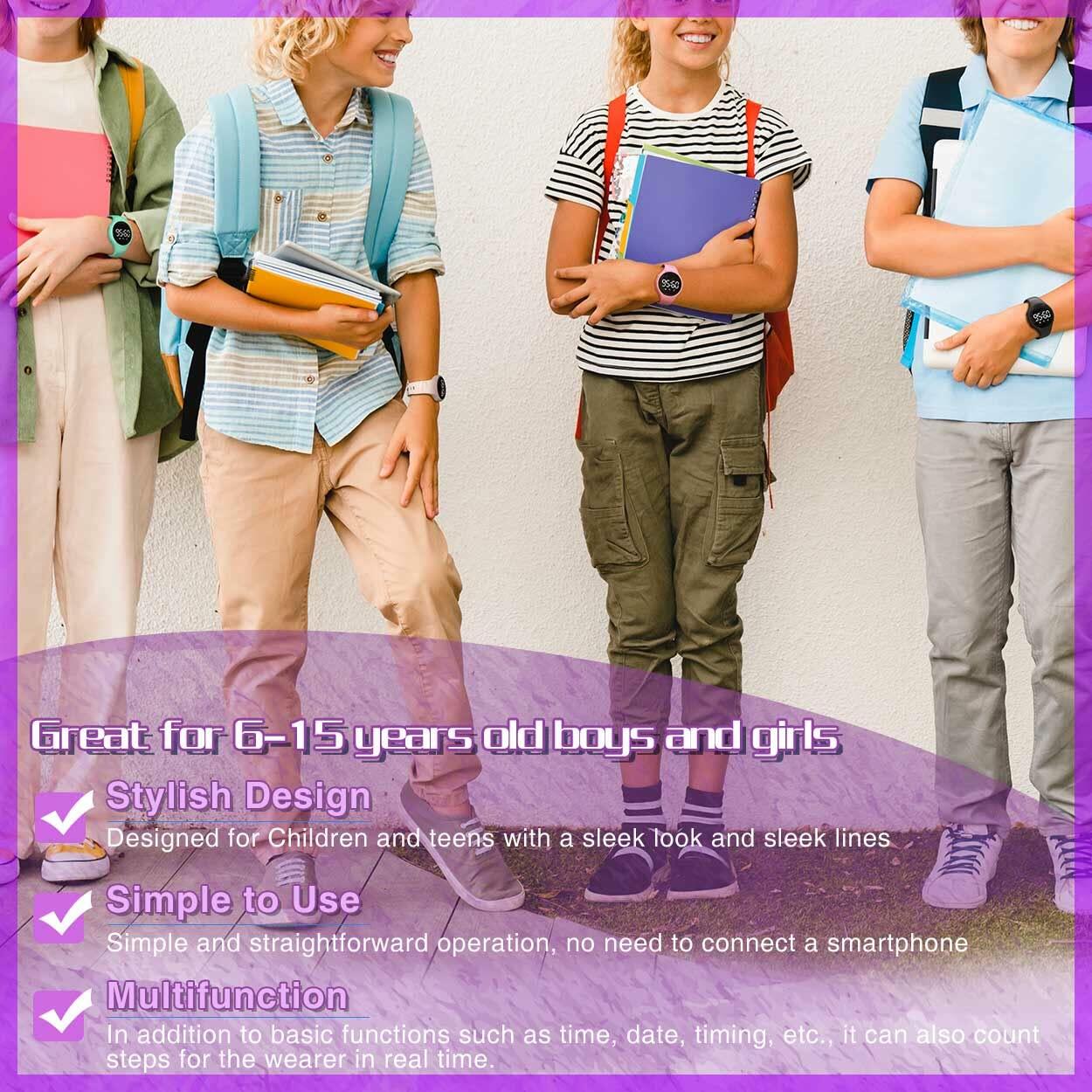 Konewos Kids Led Fitness Tracker Watch, Non-Bluetooth Digital Pedometer