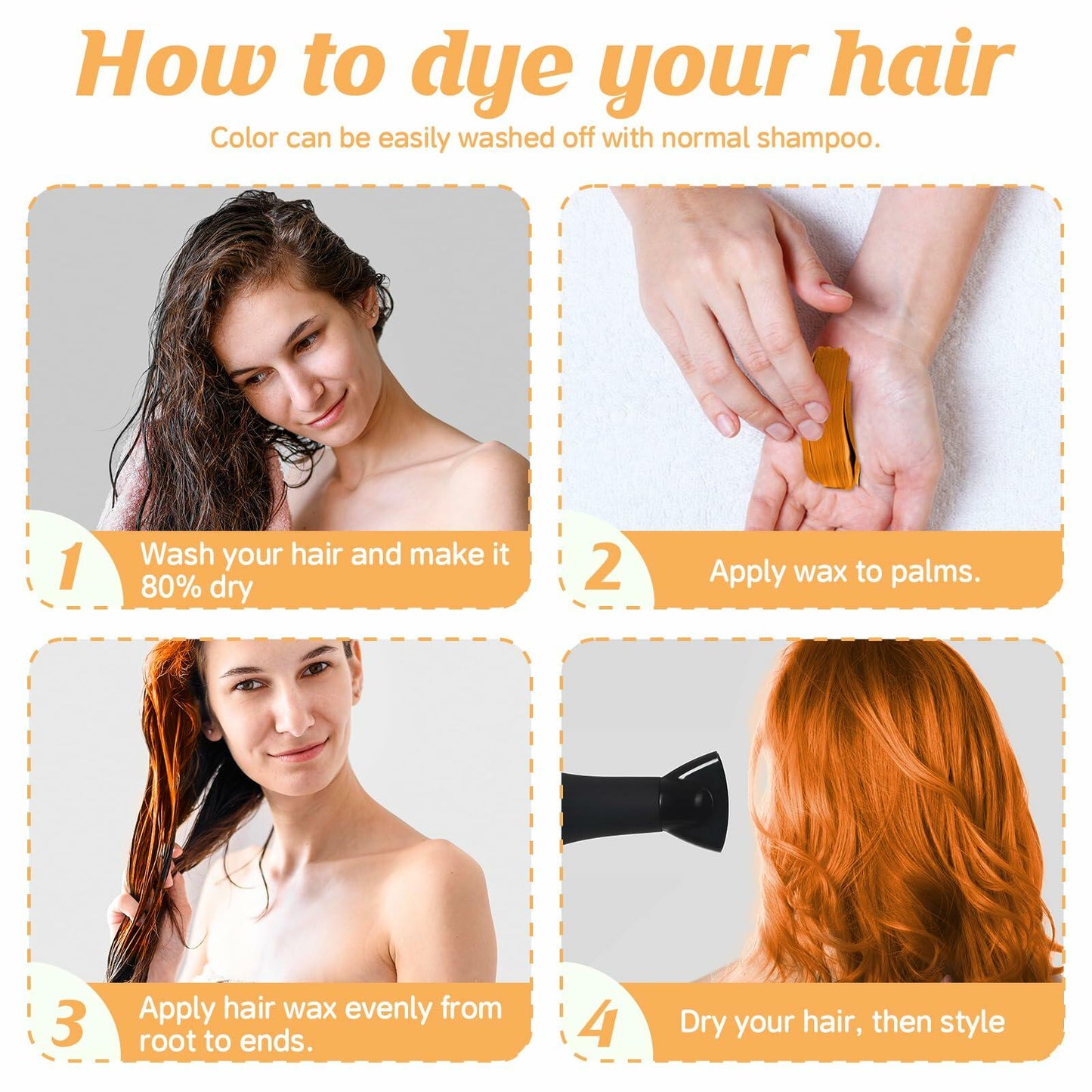 Orange Spider & Octopus Temporary Hair Wax Kit Washable Fun Hair Color for Teens