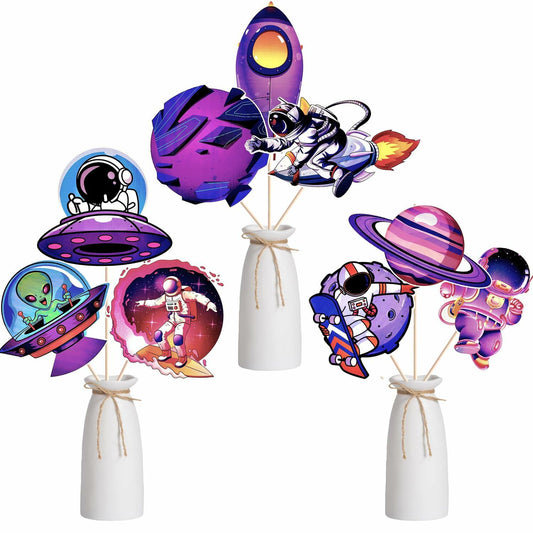 Outer Space Cake & Table Toppers 27pcs – Astronaut, Rocket & Alien Party Decor