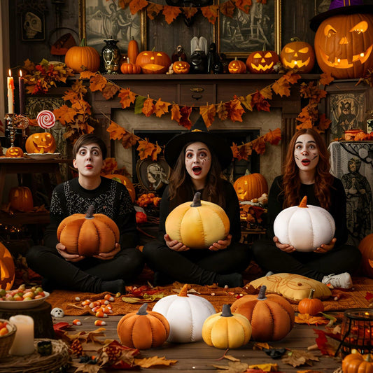 Yookeer 2PCS Halloween Pumpkin Throw Pillows Velvet 3D Soft Decorative Cushion