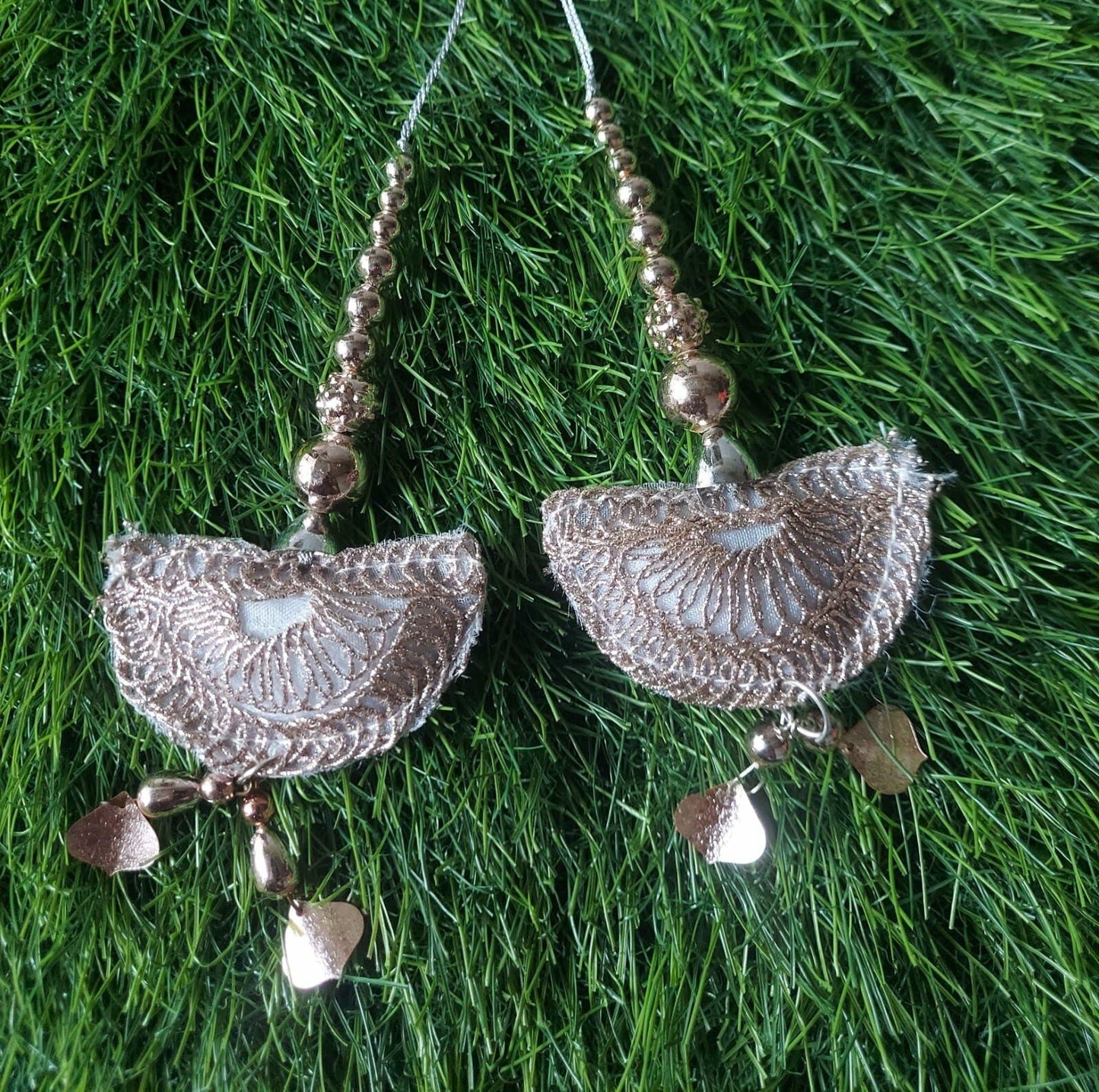 Handmade Ethnic Latkan Tassels for Saree & Blouse 1 Pair Light Coffee