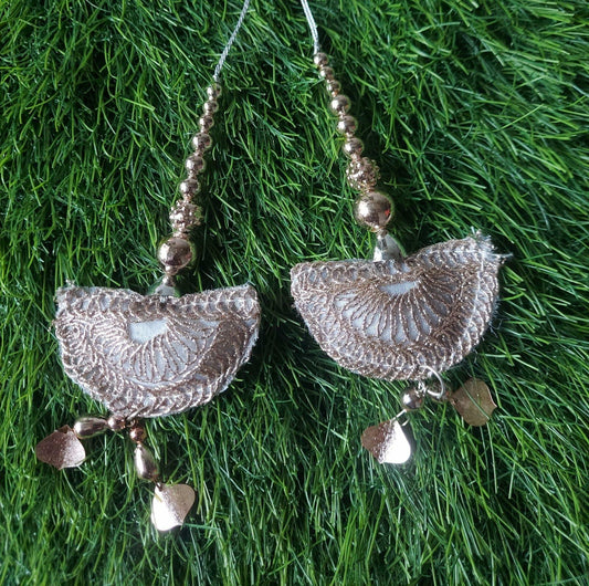 Handmade Ethnic Latkan Tassels for Saree & Blouse 1 Pair Light Coffee