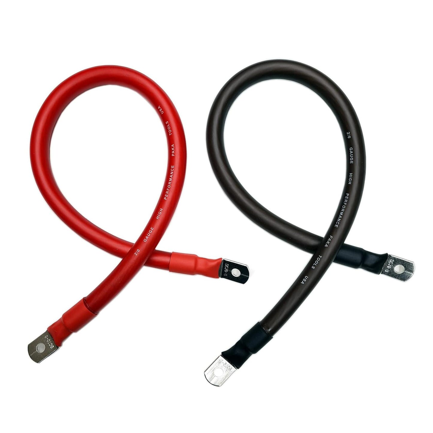PAKA Tools 2/0 AWG Battery Inverter Cables 5ft Red/Black Solar RV Car Boat