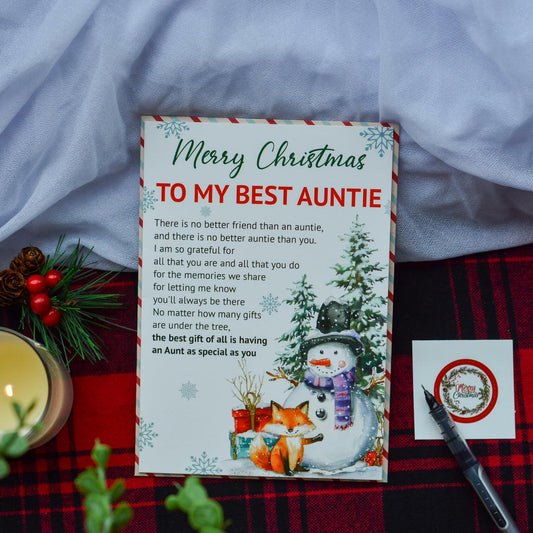 BlinkWishes Christmas Card for Aunt with Envelope & Seal | Xmas Gift