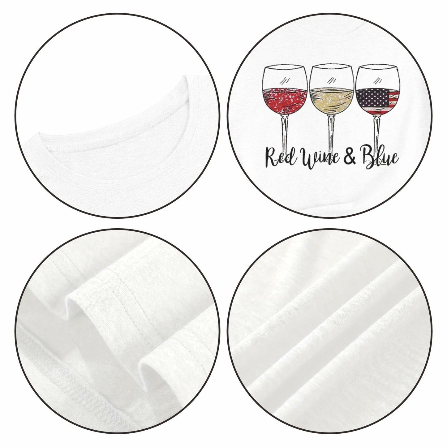 EUOW Women’s American Flag Patriotic T-Shirt 4th of July USA Tee 2XL