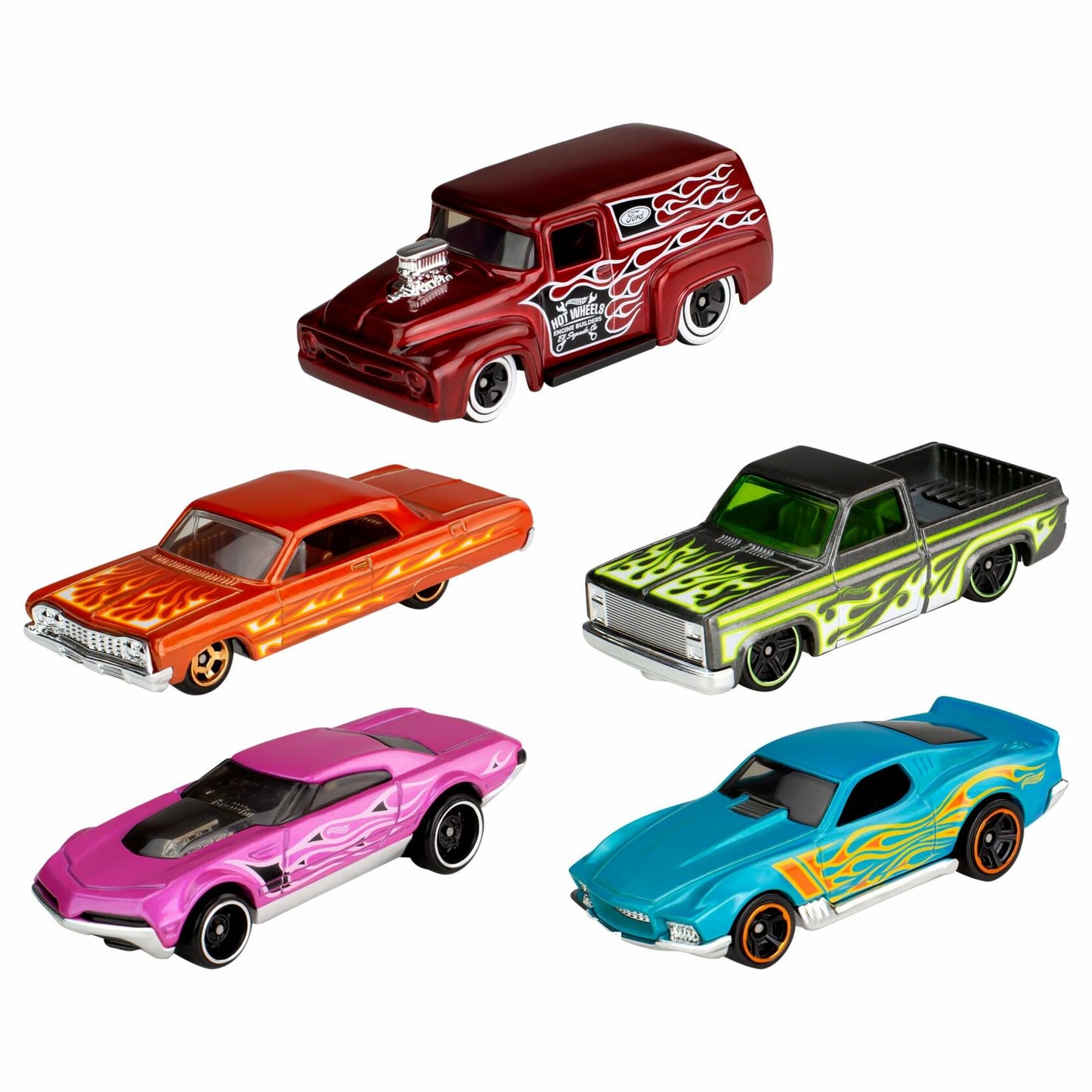 Hot Wheels 1:64 Die-Cast Toy Cars 5-Pack Hot Rods Race Trucks (Styles Vary)