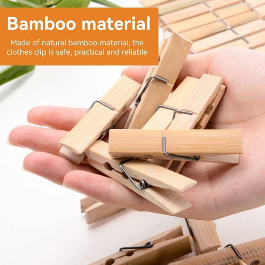 Mini Wooden Clothespins 20PCS Bamboo Clothes Pins Spring Clips Windproof