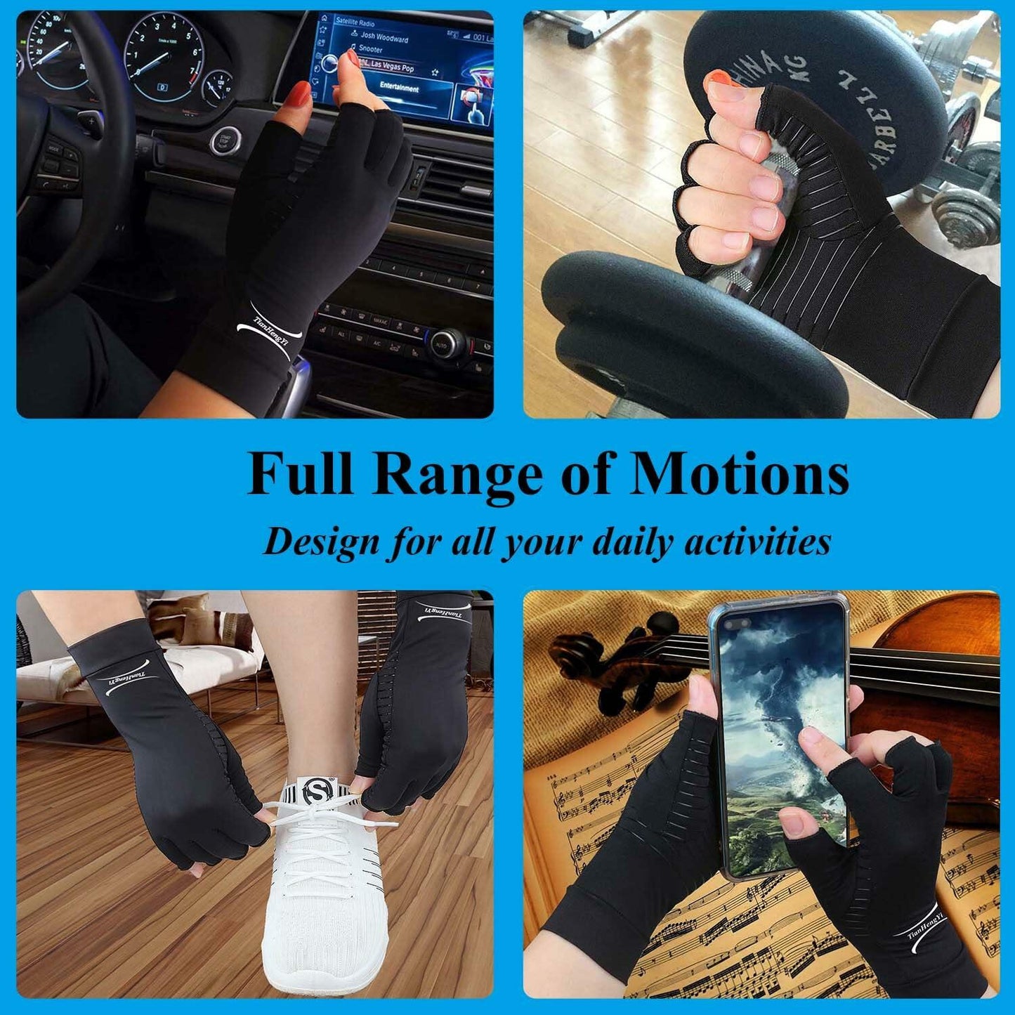 2 Pairs Copper Arthritis Gloves Fingerless Compression Pain Relief XL