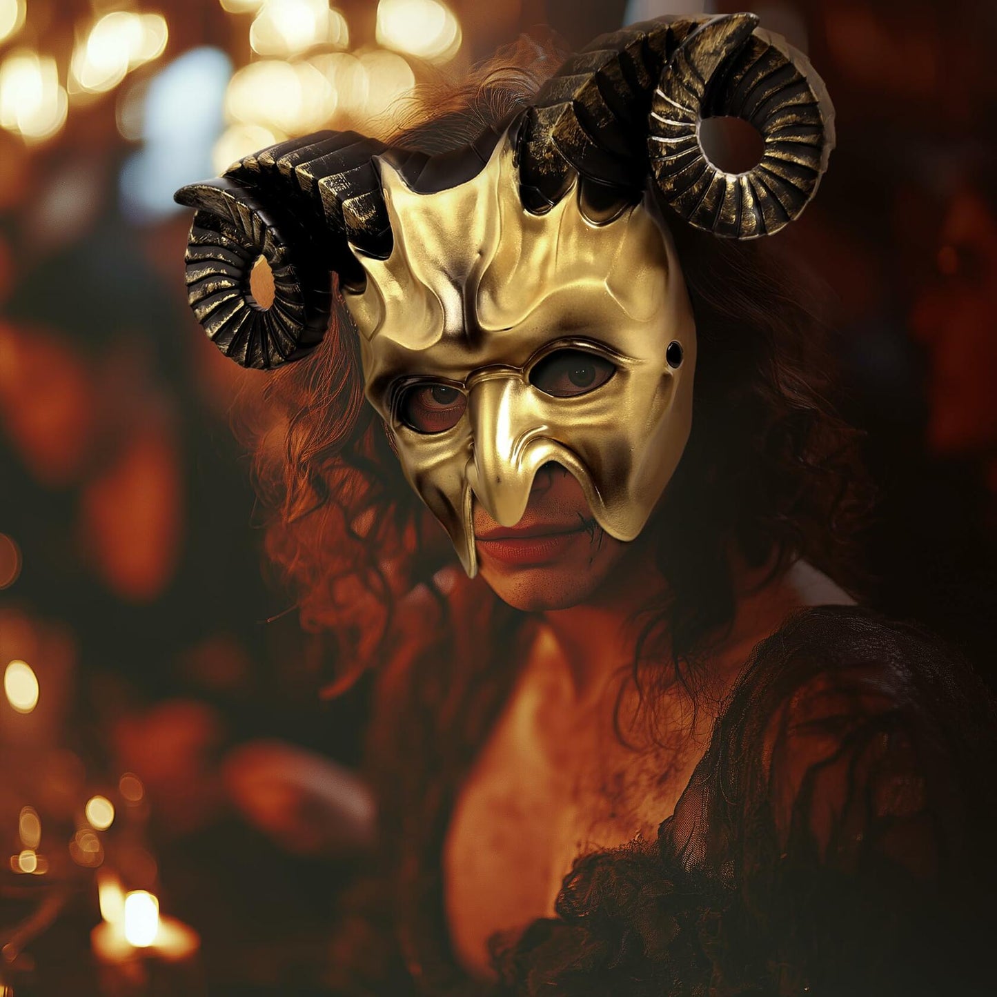 MCJC Devil Goat Horned Mask Adult Half Face Halloween Cosplay 4 Colors