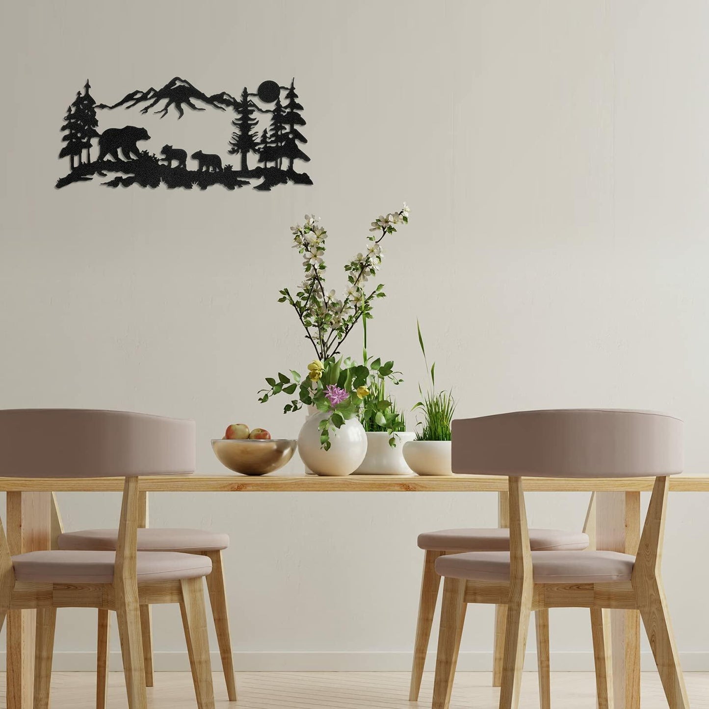 Moxweyeni Metal Bear Wall Art Rustic Forest Mountain Woodland Decor