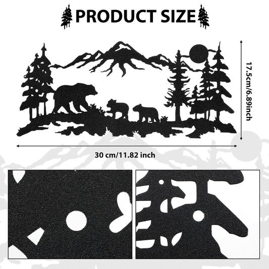 Moxweyeni Metal Bear Wall Art Rustic Forest Mountain Woodland Decor