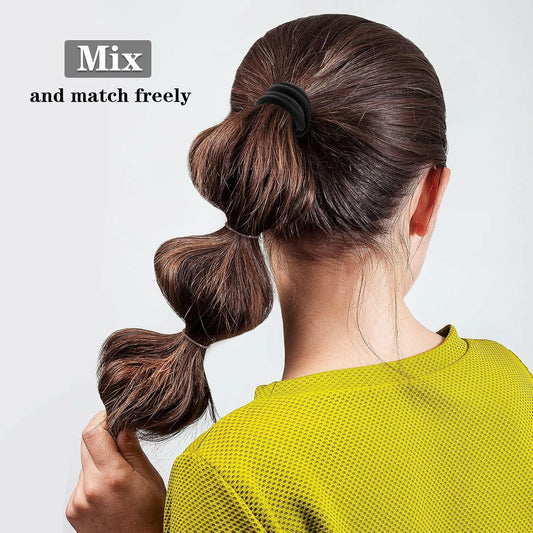 50PCS Black Cotton Hair Ties for Women & Girls Soft Stretchy Ponytail Holders
