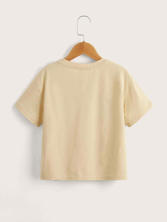 WDIRARA Girls Strawberry Graphic T-Shirt Crewneck Short Sleeve Apricot 12Y