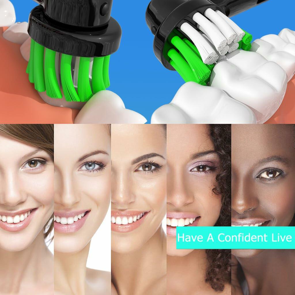 Wetqaip Replacement Heads 16pcs for Oral-B Braun Electric Toothbrush Black