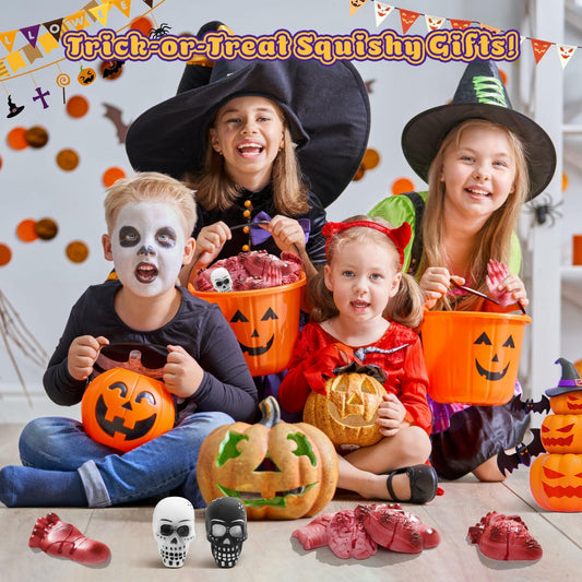 EUOCENK 6PCS Halloween Squishy Kit Stress Relief Toys Red White Black