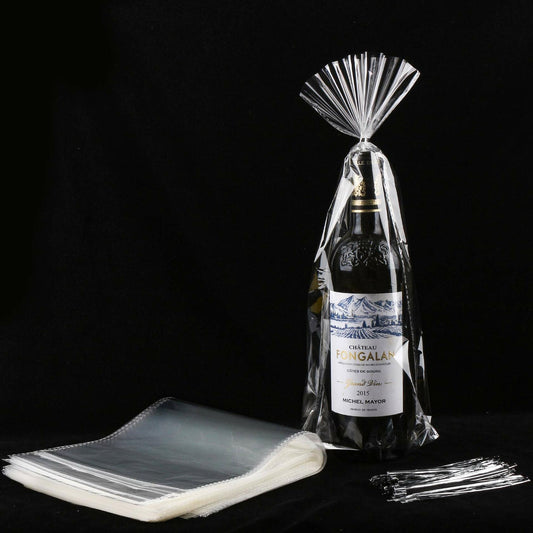 Kolewo4ever Wine Bottle Gift Bags Green Organza 8x16in 100pcs + 200 Twist Ties