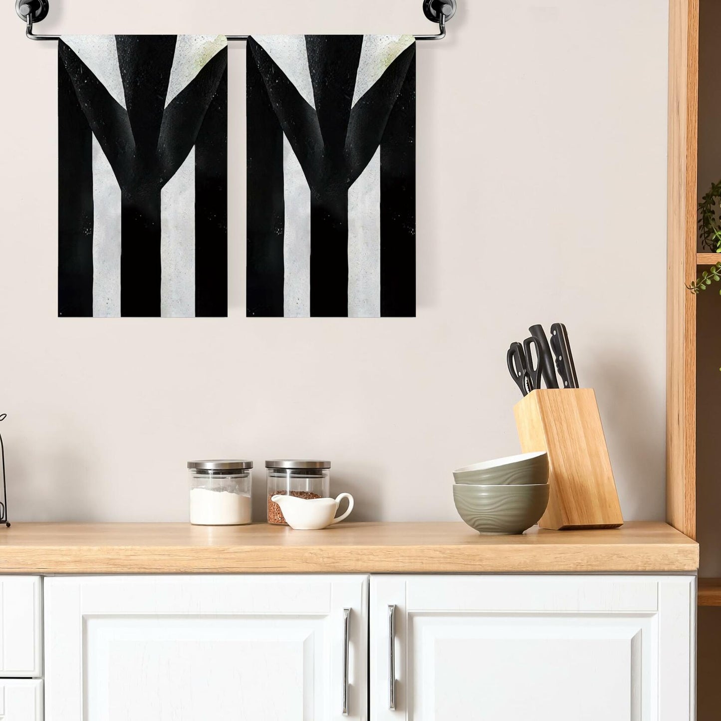 Jiudungs Halloween Kitchen Towels Set of 2 Black White Stripe 18x26 Inch