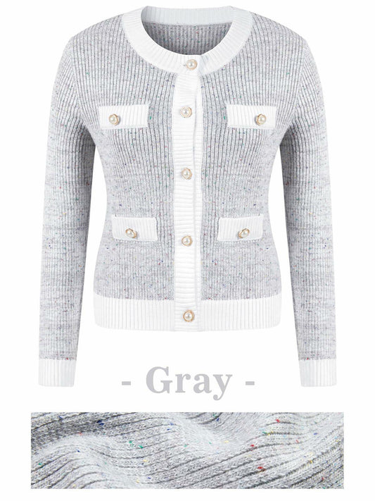 Langwyqu Womens Long Sleeve Button Down Cardigan Sweater Grey Size XL