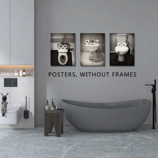 AIOCDIT Funny Dog Bathroom Wall Art Canvas Prints Set of 4 8x10 Unframed