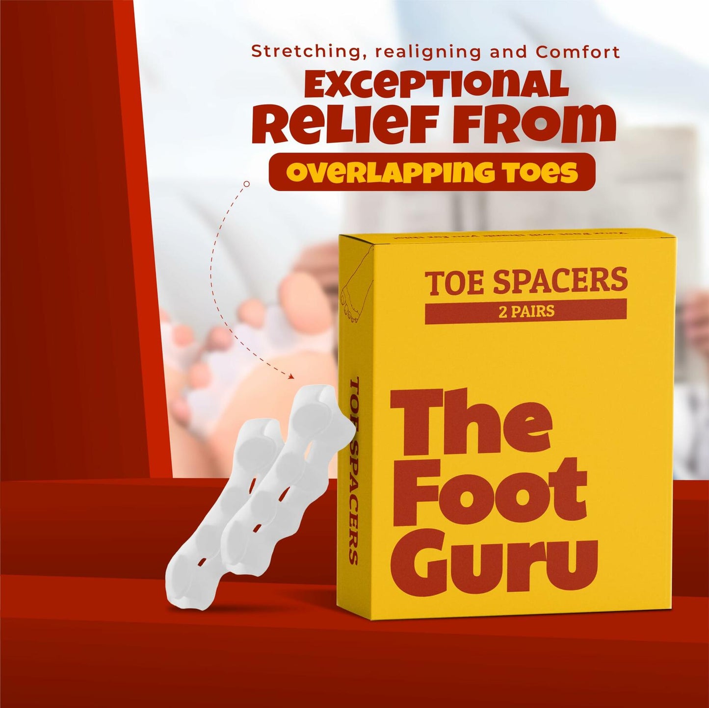 Kubbar Orthopedic Toe Spacers Bunion Corrector Hammer Toe Straightener 2 Pairs