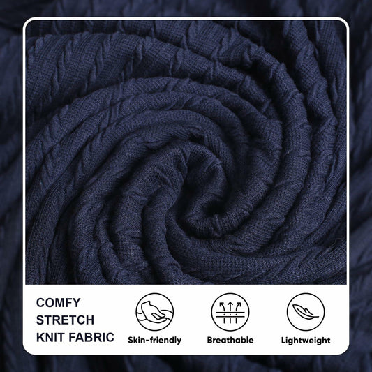 Knit Polo Shirt Men V Neck Buttonless Short Sleeve Navy Size M