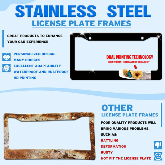 Cassette Music Tape License Plate Frame Stainless Steel 6.3x12.2 in