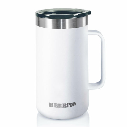Berriyo 22oz Stainless Steel Insulated Coffee Mug w/ Handle & Sliding Lid Black