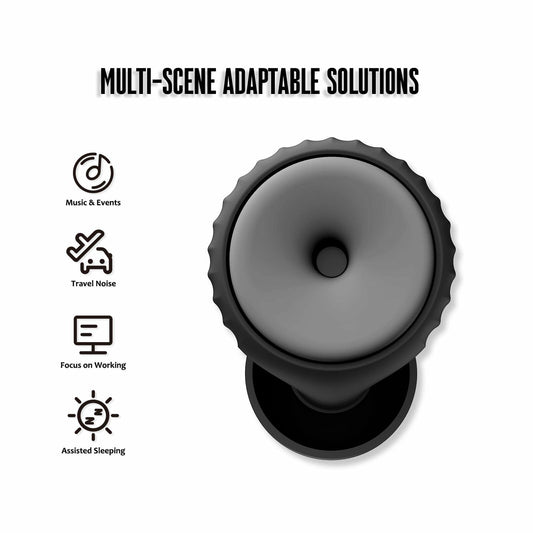 BNU Ear Plugs Noise Cancelling 25-35dB Reusable 2 Pairs S/M/L Black