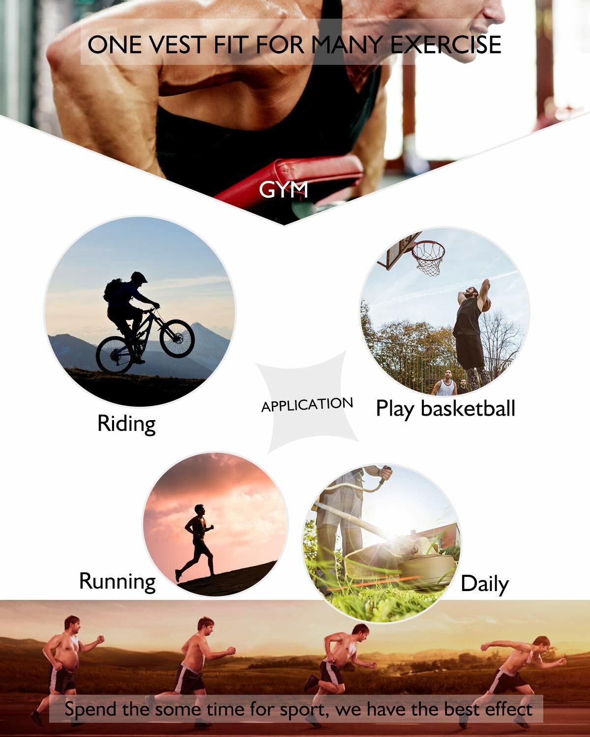 DoLoveY Men Sweat Sauna Vest Waist Trainer Body Shaper Neoprene Black 3XL