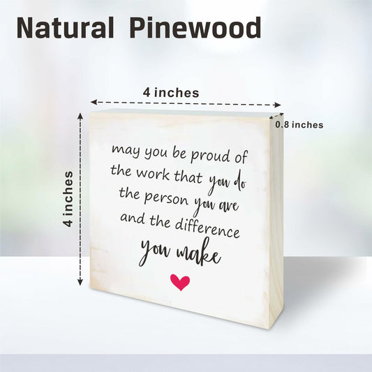4"x4" Natural Pine Wood Plaque - Inspirational Rustic Home & Office Decor